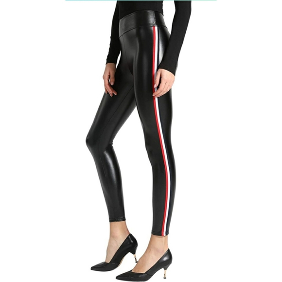 black leather yoga pants